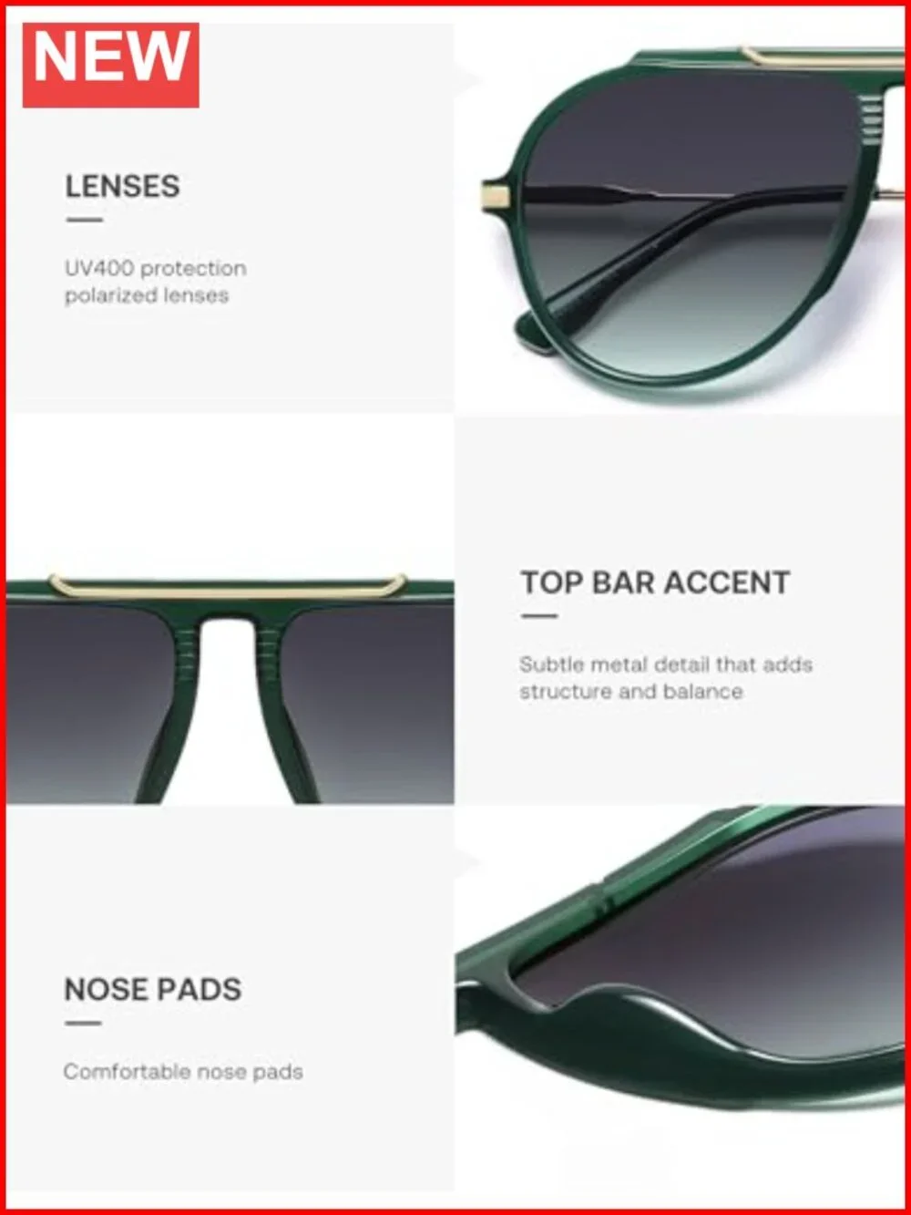 Retro Oversized Aviator Sunglasses for Women Men UV400 Protection